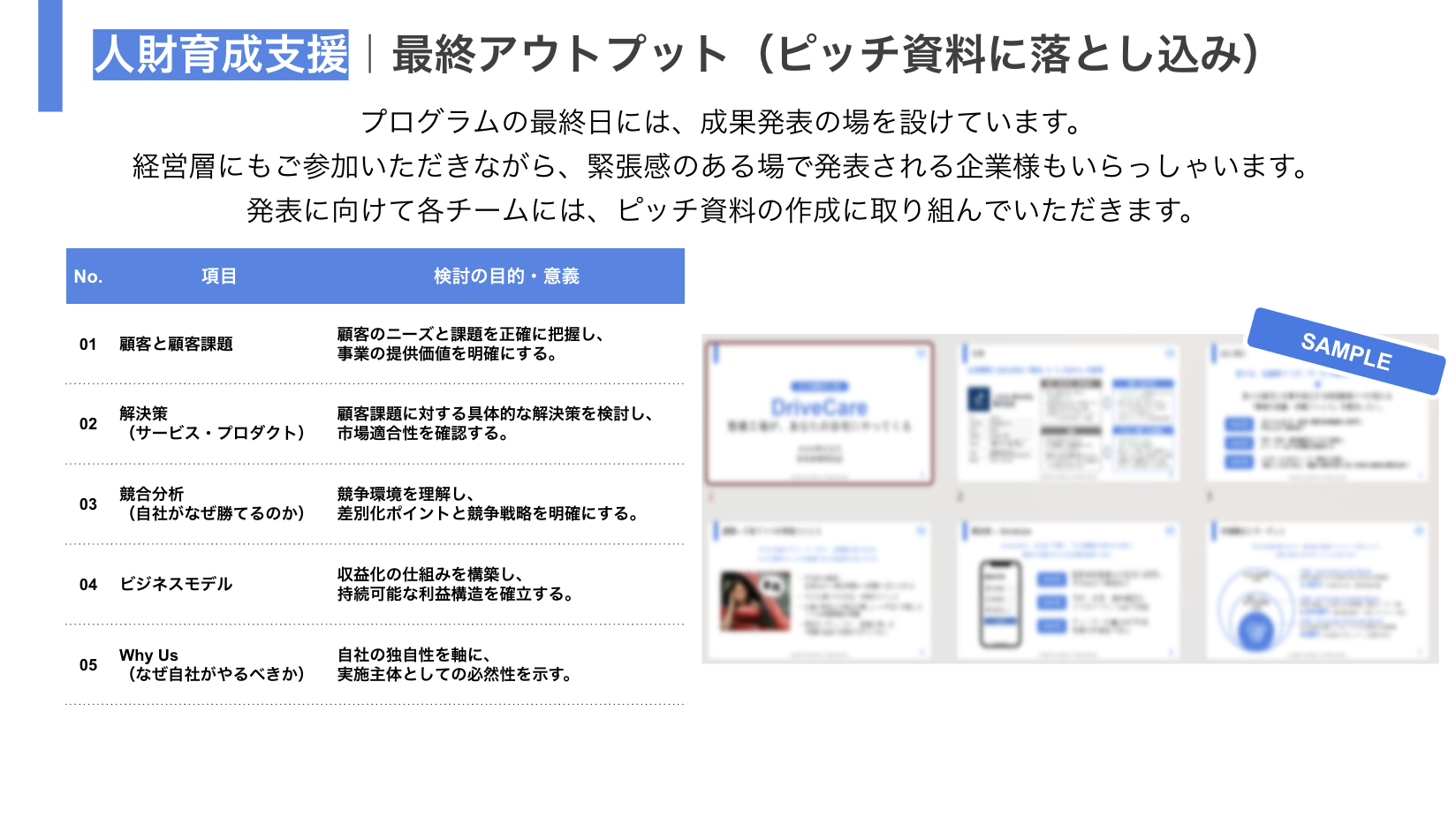 人財育成支援 最終アウトプット（ピッチ資料）