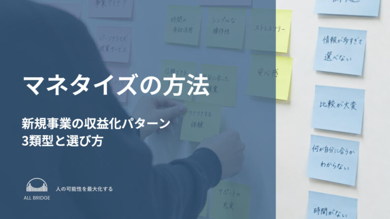 マネタイズの方法｜新規事業の収益化パターン3類型と選び方